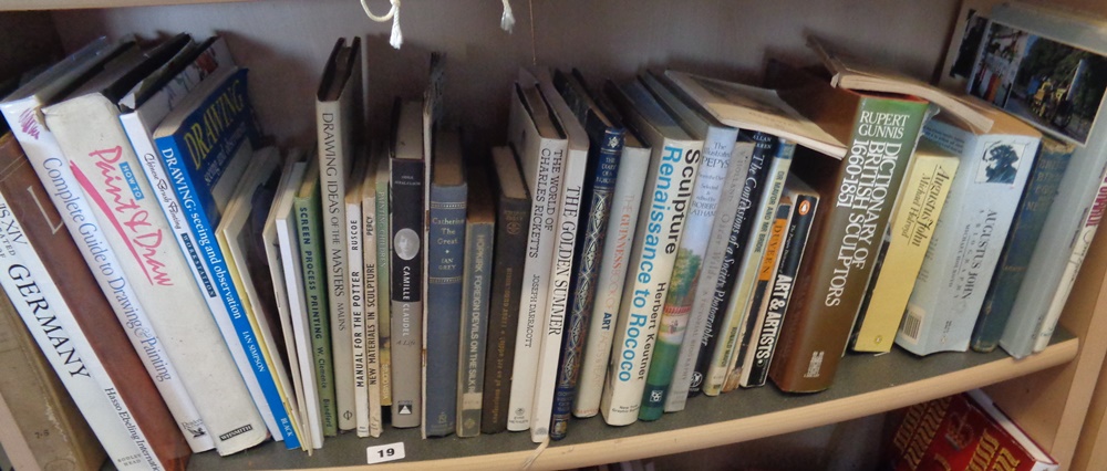 Shelf of assorted books on Art, Sculpting, Sculptors and Artists