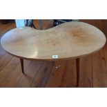 1950's shaped top coffee table on three tapering screw-in legs