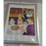 Signed Beryl Cook colour print, titled 'Dining in Paris'