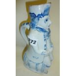 18th century Delft (possibly English) Toby Jug, approx 9" high