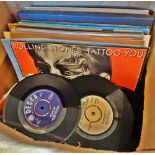 Large box of vinyl LP's and singles, (rock and pop)