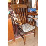 Victorian splat-back Windsor kitchen armchair