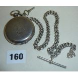 Silver cased pocket watch, hallmarked for London 1923, maker's mark 'J J', complete with silver