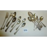 Some hallmarked silver cutlery including Edinburgh and USA, together with some silver plated spoons,
