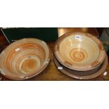 Two Studio Pottery stoneware bowls by Tim Hurn and a dish