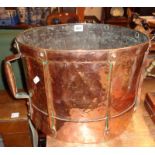 Large 19th century copper 'drum'-shaped grain measure