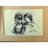 Pencil portrait of two Russian prisoners by Georges GOES (France) (titled verso))