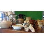 Studio Pottery: Nine pieces including Alvingham, Moffat Pottery, Cellar Pottery, St Ives and others