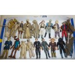 Good collection of 17 vintage Star Wars action figures with some accessories, most signed as 'LFL'