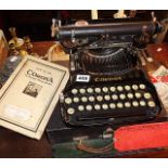 A Corona Special portable typewriter in black, circa 1917 in case, with instruction booklet,