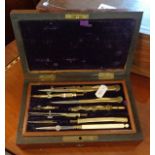 Victorian rosewood cased set of drawing instruments