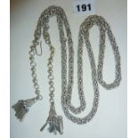 A silver Indian bridal rope belt, 925, with tassel ends, approx 180g and 44" long