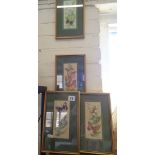 Five framed 'Cash's' woven pictures of butterflies