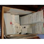 Wooden box containing old banking ephemera, deeds, certificates etc.