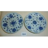 Pair of blue and white Chinese dishes with six character Guangxu mark under
