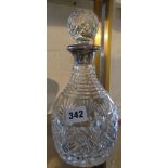 Silver-rimmed cut-glass decanter, c.1969 with inscription to rim 'Eldridge Pope'