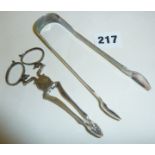 Georgian silver sugar nips by Samuel Eaton (circa 1760s) and some hallmarked silver sugar tongs