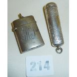 Hallmarked silver fob vesta (Birmingham 1900 by Boots Pure Drug Company), and a silver fob cigar