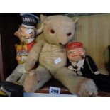 Old Teddy Bear, a Sunny Jim Wheatflakes doll and a Popeye similar