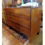 19th century mahogany chest of four drawers on bracket feet with line inlay