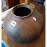 Tribal Art - burnished terracotta Zulu beer pot