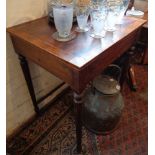 19th century crossbanded mahogany ladies writing table with single drawer, having fitted interior