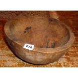 Folk Art 'dug-out' fruitwood dairy bowl