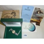 Vintage 1980s ladies Rolex watch with all original packaging, receipt, guarantees, booklets etc.