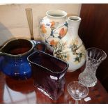 Assorted pottery including Denby water jug, a Benjamin Eeles bottle vase, a