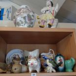Assorted china and pottery including Staffordshire figure, an Arthur Wood pig and others