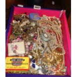 Tray of vintage costume jewellery