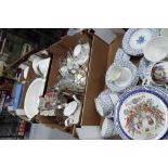 Four boxes containing a large collection of ceramics, tableware, glassware,