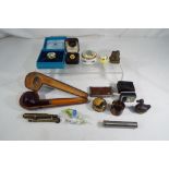 A mixed lot of collectibles to include smoker's pipe with silver mount, Halcyon Days enamels,