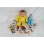 Dolls - a German composition doll with sleeping glass eyes, open mouth,