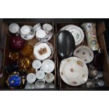 A mixed lot to include ceramics, glassware, hip flask,
