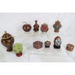 A good collection of Cloisonné enamelled items to include trinket boxes,