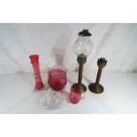 A small quantity of decorative cranberry glass ware,