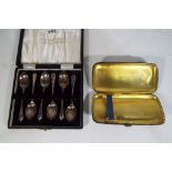 An Edward VII silver hallmarked cigar case Birmingham assay 1906 with a cased set of 6 hallmarked