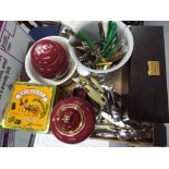 A good mixed lot to include ceramics, plated flatware, a good quality jewellery box,