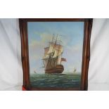 An oil on canvas depicting a nautical scene, signed by the artist lower right, H M Bronze, framed,