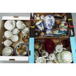 A mixed lot to include Oriental tea set, Delft ceramics, Booths Real Old Willow, Capodimonte,