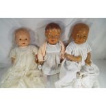 Dolls - a Bexoid dressed doll with Cascelloid body, glass eyes and open mouth,
