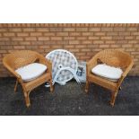 Unused Surplus Retail Stock - two conservatory wicker chairs and two tables Est £20 - £40