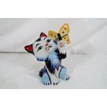 Lorna Bailey - a ceramic cat entitled butterfly,