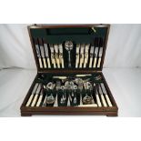 An oak cased canteen of cutlery by B & J Sipple Ltd of Sheffield.