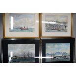 Four watercolours, mounted and framed under glass each with a Maritime theme,