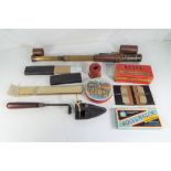 A mixed lot of collectables to include brass telescope, Huntley and Palmers biscuit tin,