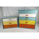 Two sets of miniature chest of drawers one over four drawers approx 40cm x 37cm x 25cm the second