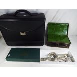 A mixed lot to include a vintage cash box with internal compartments,