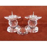 Swarovski - a Swarovski crystal glass two point candle holder approx 9.